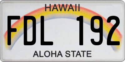 HI license plate FDL192