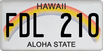 HI license plate FDL210