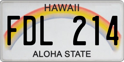 HI license plate FDL214