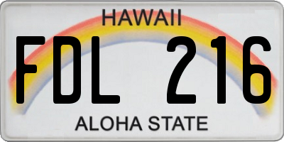 HI license plate FDL216