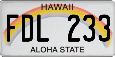 HI license plate FDL233