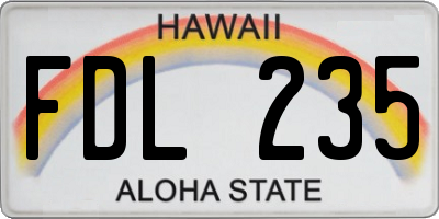 HI license plate FDL235