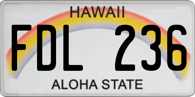 HI license plate FDL236