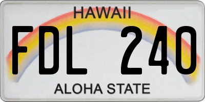 HI license plate FDL240