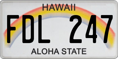 HI license plate FDL247