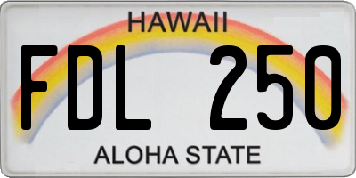 HI license plate FDL250