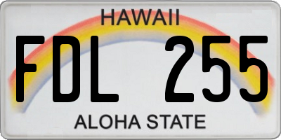 HI license plate FDL255