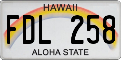HI license plate FDL258