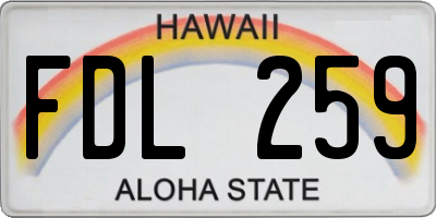 HI license plate FDL259