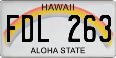 HI license plate FDL263