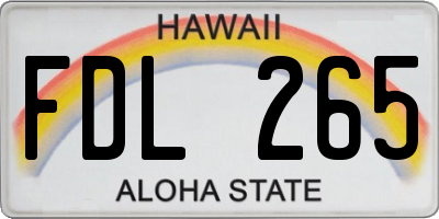 HI license plate FDL265