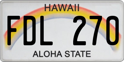 HI license plate FDL270