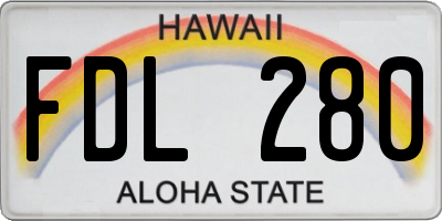 HI license plate FDL280