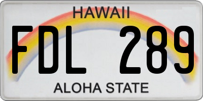 HI license plate FDL289