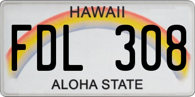 HI license plate FDL308