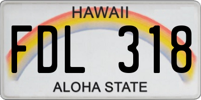 HI license plate FDL318