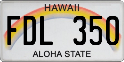 HI license plate FDL350