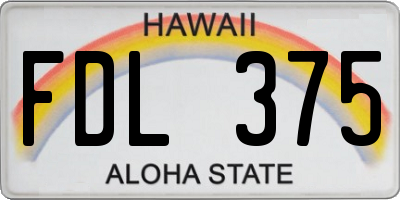 HI license plate FDL375