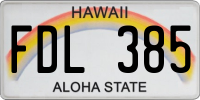 HI license plate FDL385