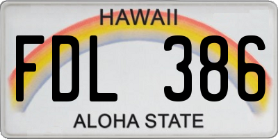 HI license plate FDL386