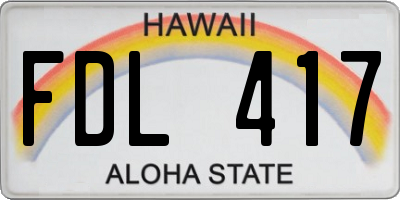 HI license plate FDL417