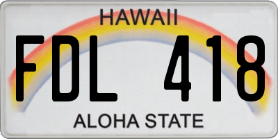 HI license plate FDL418
