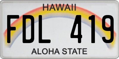 HI license plate FDL419