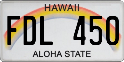 HI license plate FDL450