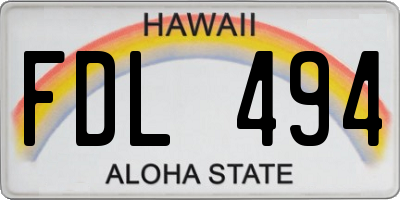 HI license plate FDL494