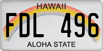 HI license plate FDL496