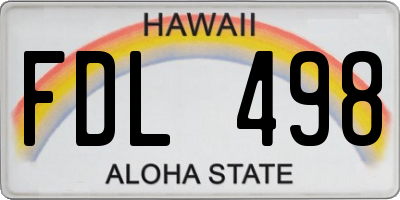 HI license plate FDL498