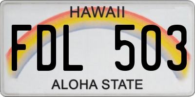 HI license plate FDL503