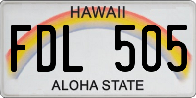 HI license plate FDL505