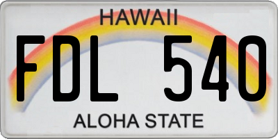 HI license plate FDL540