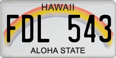 HI license plate FDL543