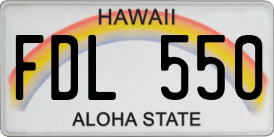 HI license plate FDL550