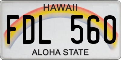 HI license plate FDL560