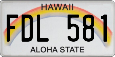 HI license plate FDL581
