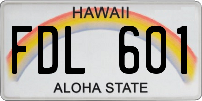 HI license plate FDL601