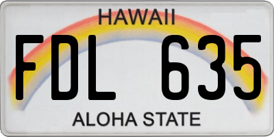 HI license plate FDL635