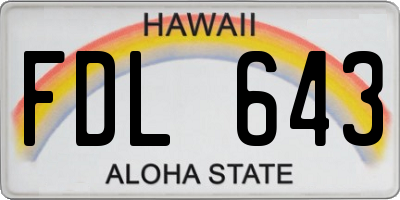 HI license plate FDL643