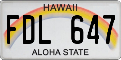 HI license plate FDL647