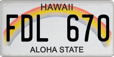 HI license plate FDL670