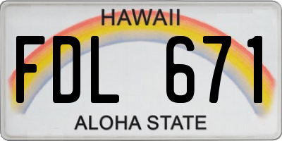 HI license plate FDL671