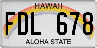 HI license plate FDL678