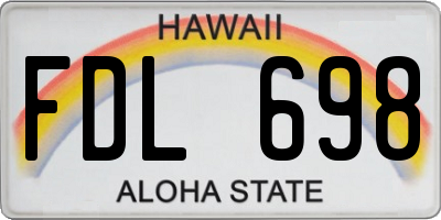 HI license plate FDL698