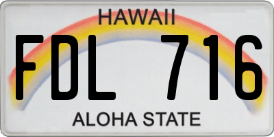HI license plate FDL716