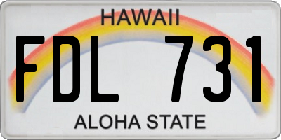 HI license plate FDL731
