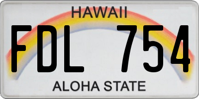 HI license plate FDL754