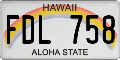 HI license plate FDL758